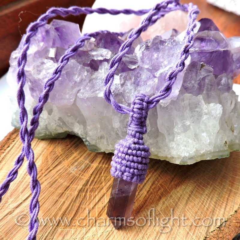 Amethyst Point Macrame Necklace